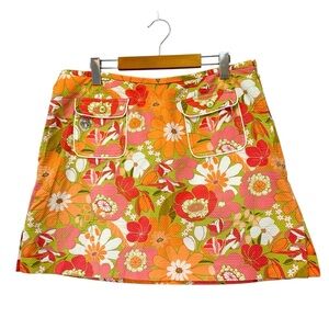 LizGolf Skort Womens 14 Pink Green Retro 60's Floral Neon Art to Wear Athletic
